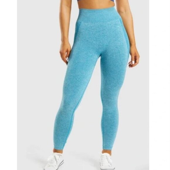 Gymshark Pants - Gymshark blue  marled high waist flex workout leggings size ~S